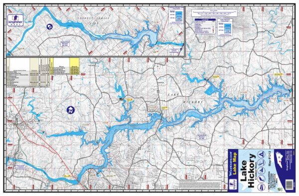 Hickory Lake & Lookout Shoals Waterproof Lake Map 1212