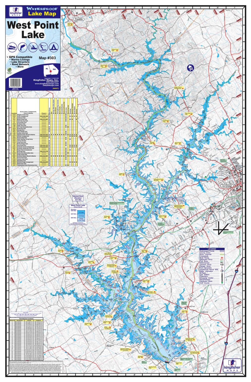 West Point Lake Waterproof Map 303 Kingfisher Maps, Inc.