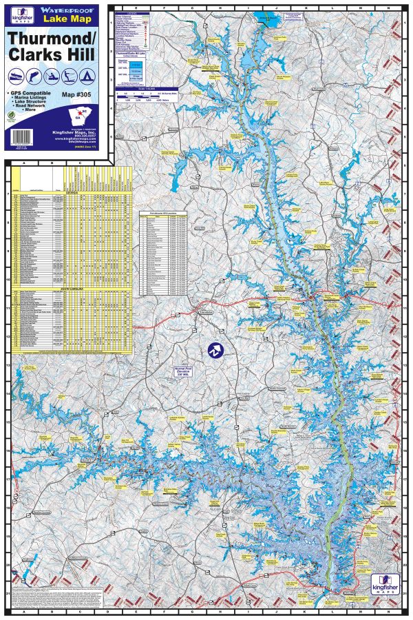 Lake Thurmond / Clarks Hill 305 Waterproof Lake Map