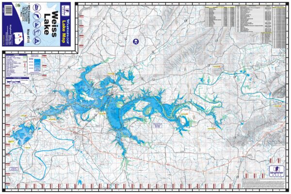 Lake Weiss Waterproof Lake Map # 315