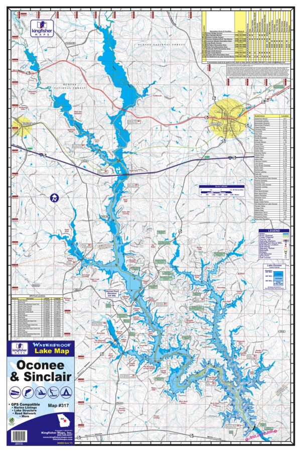 Lake Oconee Waterproof Lake Map 317 Front Image