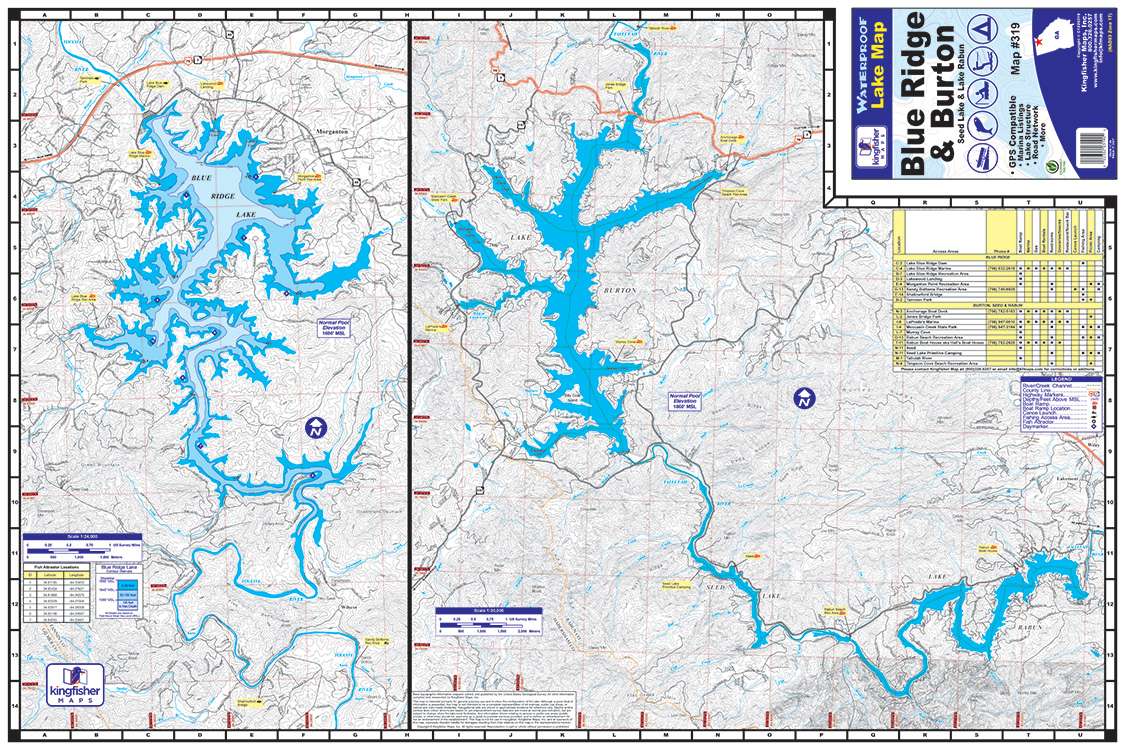 Blue Ridge & Burton Lakes Waterproof Map #319 – Kingfisher Maps, Inc.