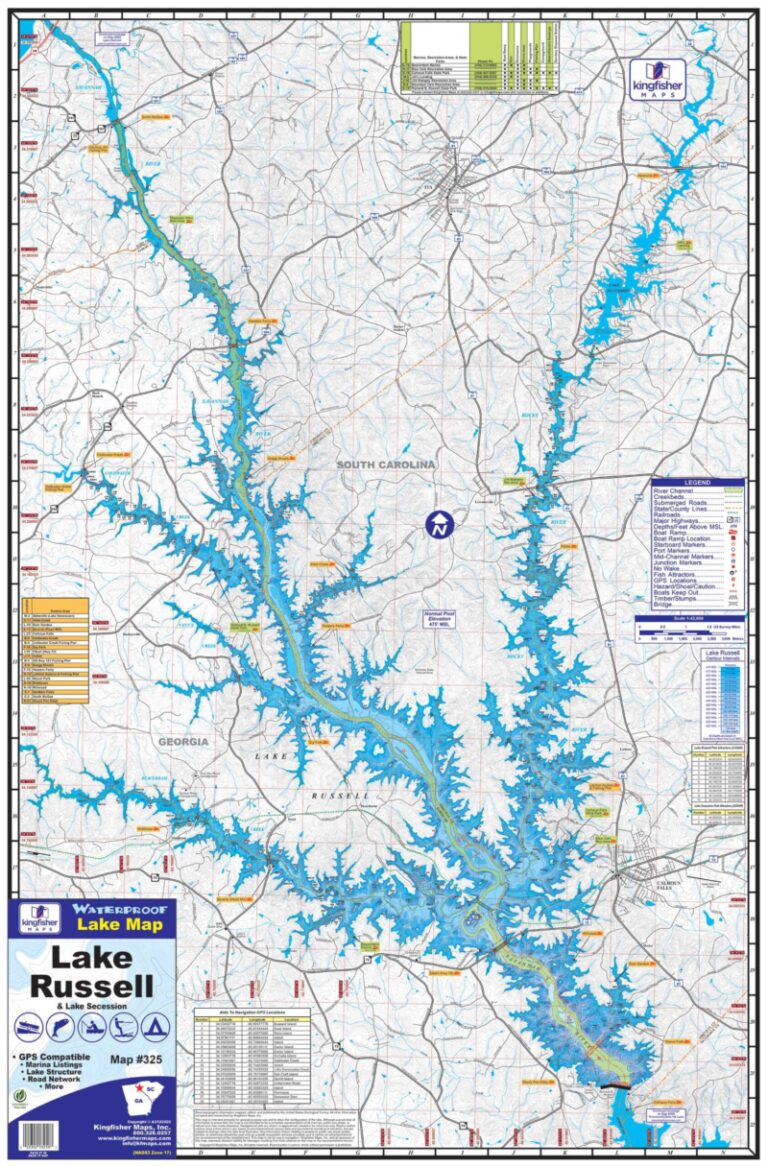 Lakes Russell & Secession Waterproof Map 325 Kingfisher Maps, Inc.