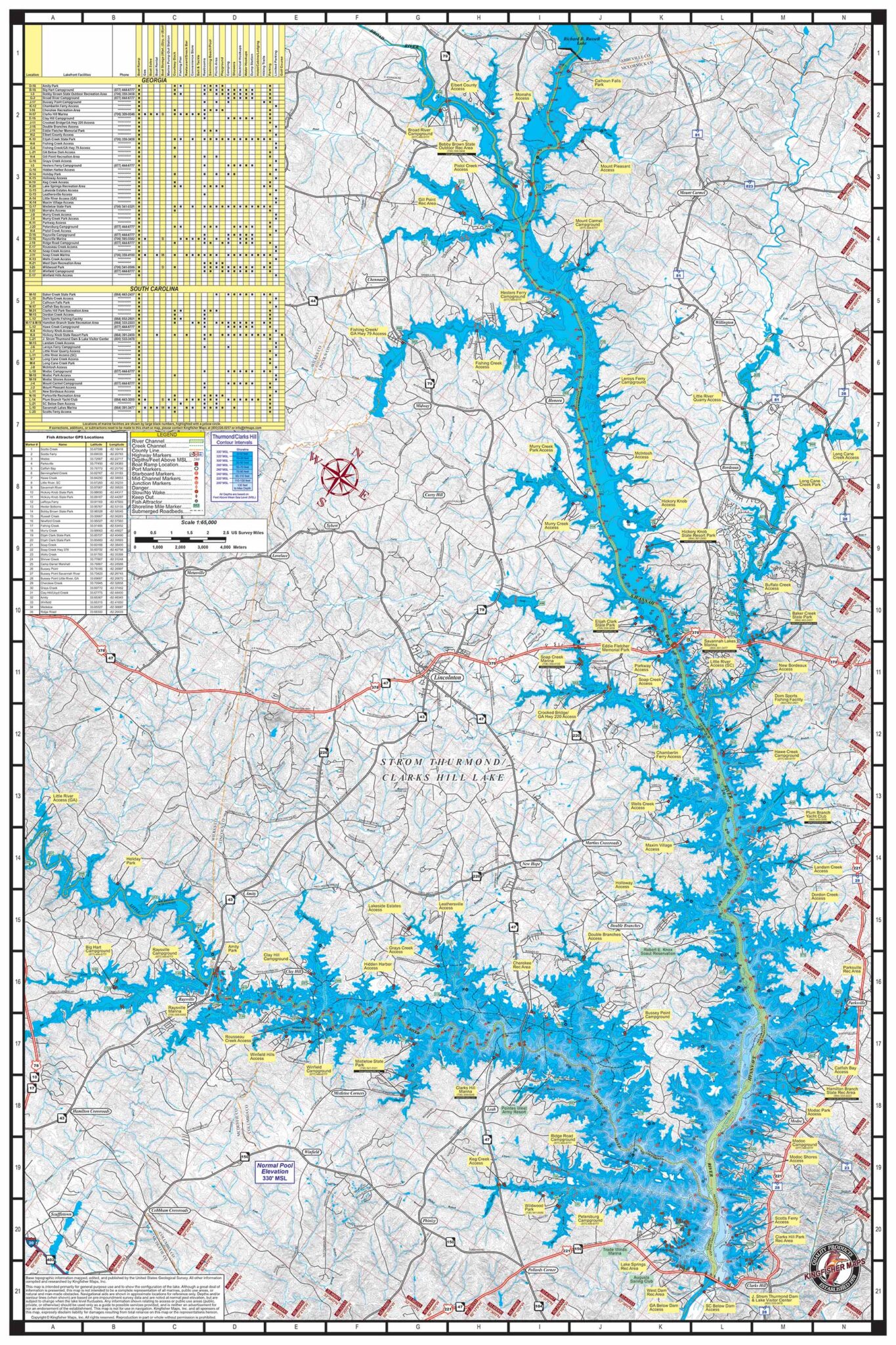Strom Thurmond/Clarks Hill Poster P305 Kingfisher Maps, Inc.
