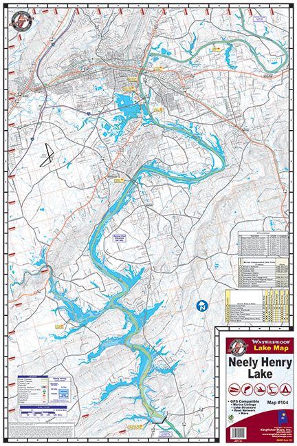 Neely Henry Lake Waterproof Lake Map 104
