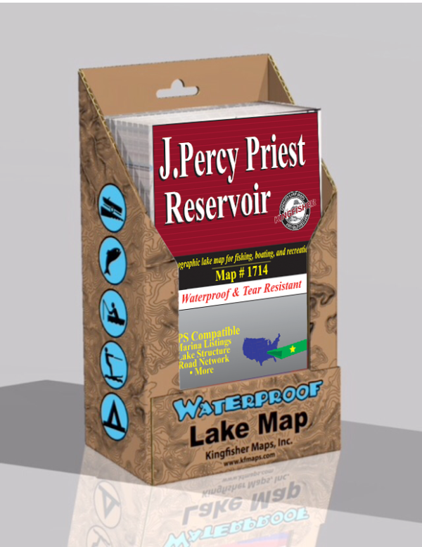 J. Percy Priest Reservoir Waterproof Lake Map 1714
