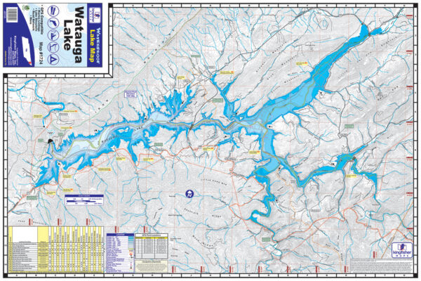 Lake Watauga 1724 Waterproof Lake Map