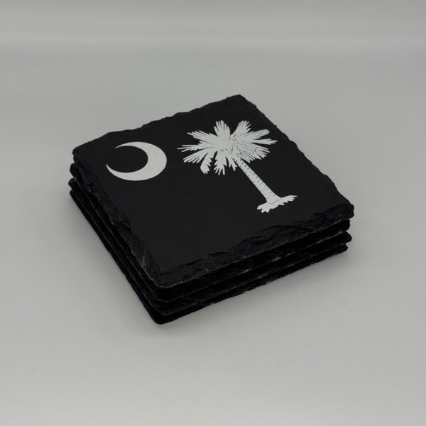Set of South Carolina Flag Slate Coasters