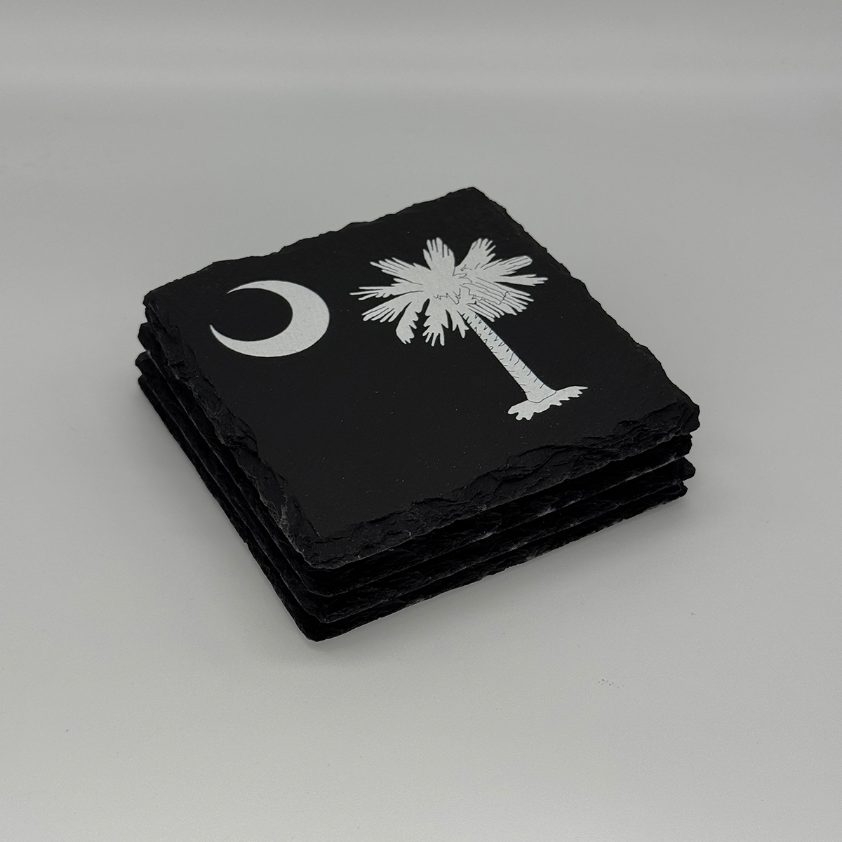 Set of South Carolina Flag Slate Coasters