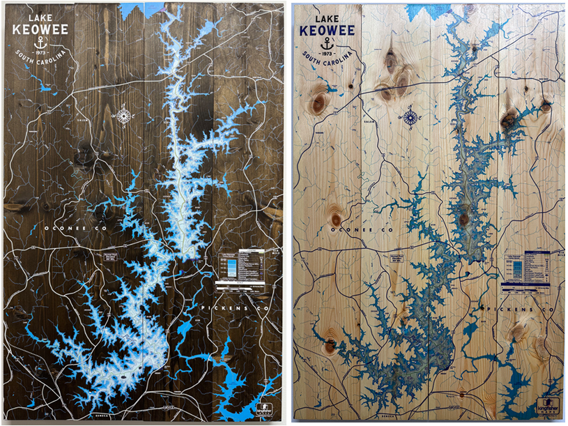 Lake Keowee Wood Map Options